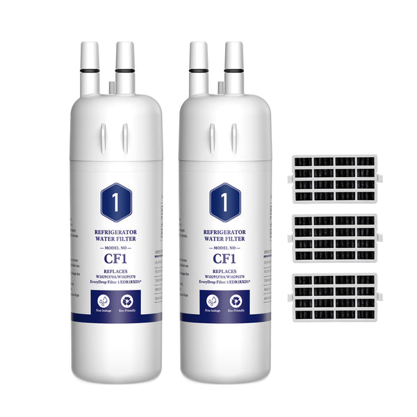 EDR1RXD1 W10295370A 9081 Compatible Refrigerator Water Filter with Air Filter 2pk